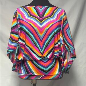 Trina Turk Vibrant Tunic Bat Wings Chevron Blouse NWT MEDIUM